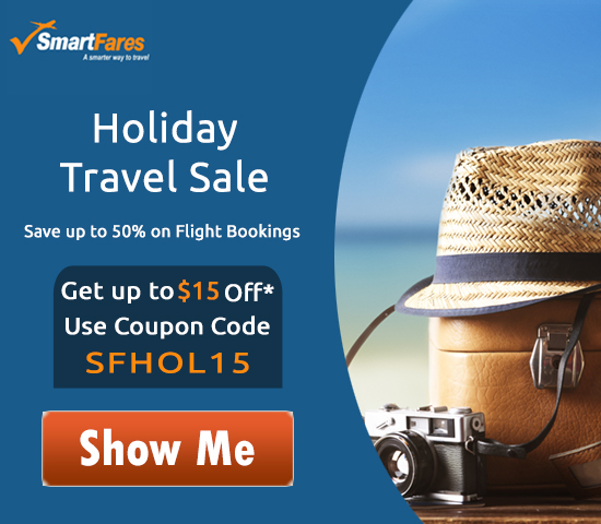 Mind-Blowing Holiday Travel Sale. Book now and get Flat $15 off with coupon code: SFHOL15