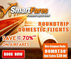 Cheap Domestic Roundtrip Flights. Book now and take $30 off with coupon code: DOMRT30.