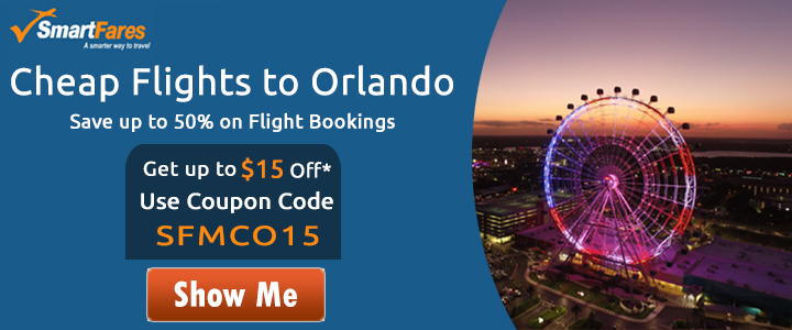 Cheap Flights To Orlando! Get Up To $15 Off* On All Flight Bookings.
