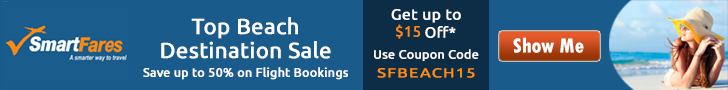 Beach Destinations Sale at never before fares. Get Flat $15 Off using Coupon Code SFBEACH15.