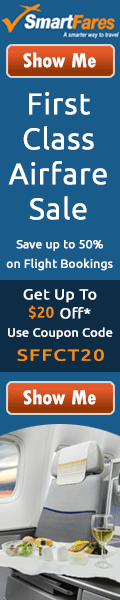 First Class Flight Tickets. Book at SmartFares and Get $20 Off* with Coupon Code SFFCT20