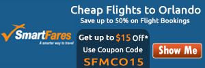 Cheap Flights To Orlando! Get Up To $15 Off* On All Flight Bookings.