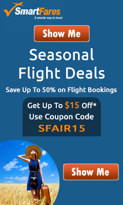 Seasonal Flight Deals. Book with SmartFaresÂ® & Get $15 Off - Use Coupon Code 