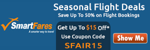 Seasonal Flight Deals. Book with SmartFaresÂ® & Get $15 Off - Use Coupon Code 