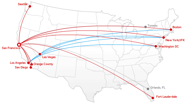 Virgin America Route Map Virgin America