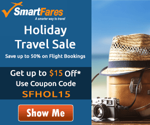 Presidents Day Sale - Book Your Flight with SmartFares & Save $15 with Coupon Code: SFAIR15
